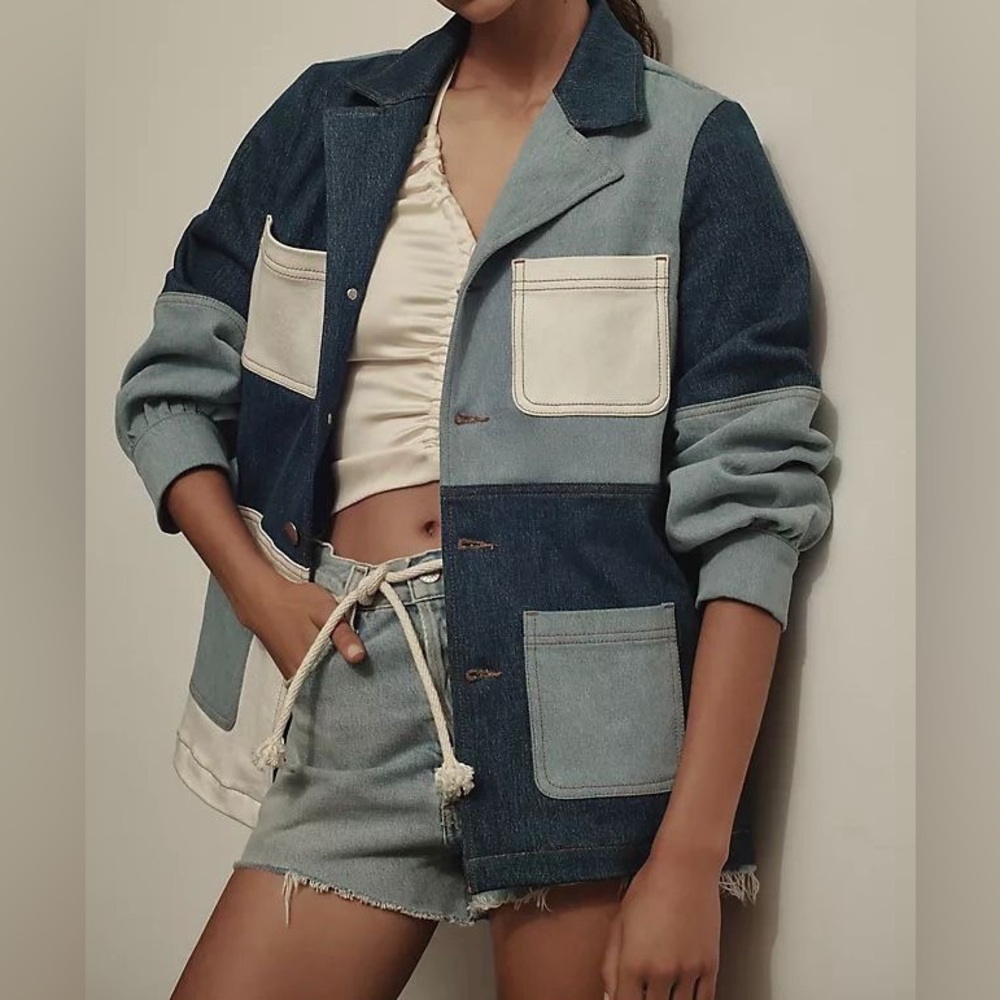 Seventy + Mochi Piper Patched Chore Denim Jacket size 6